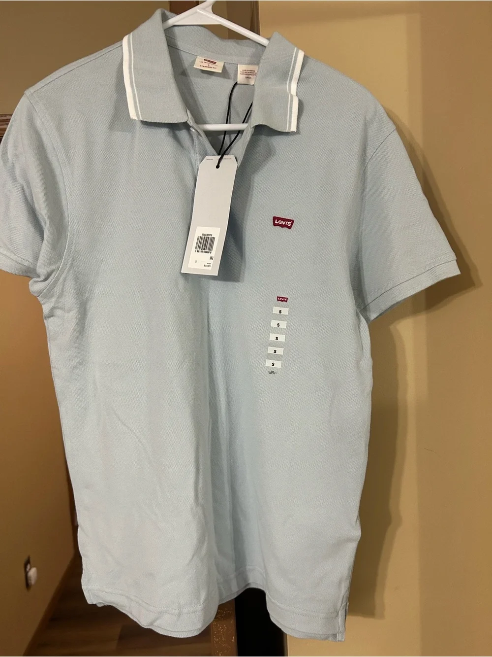 Levi's Light Blue Short-Sleeve Polo with Red Logo